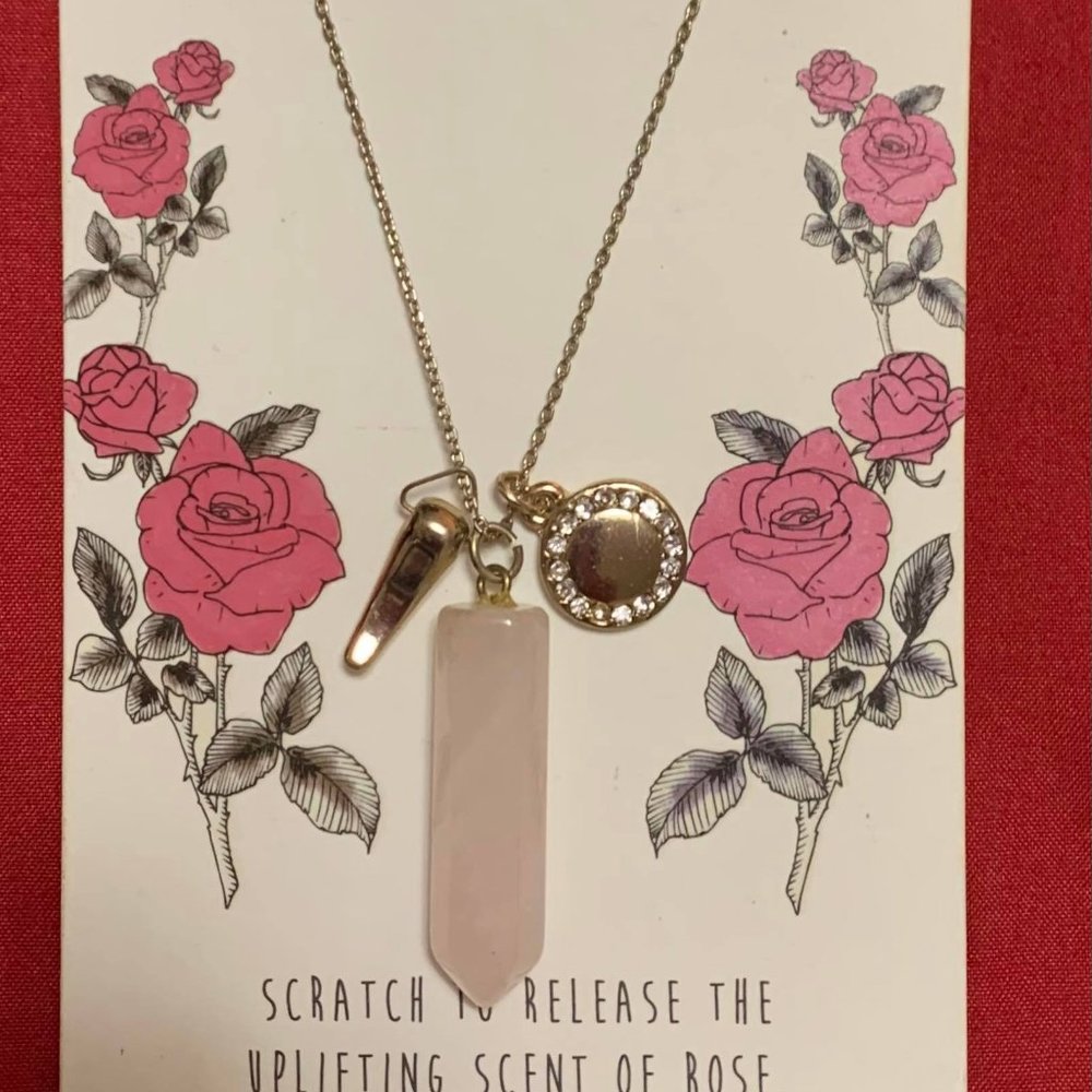 Real Semi-Precious Stone Rose Quartz Necklace by Topshop